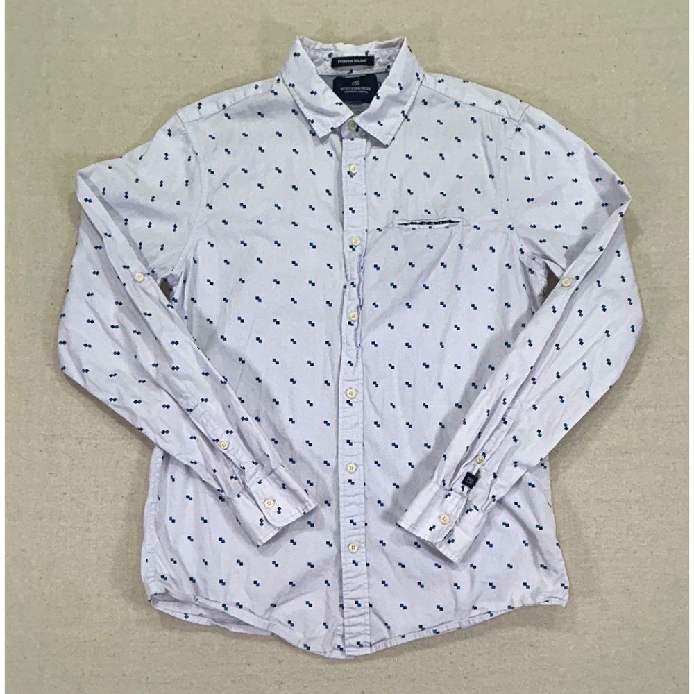 Scotch & Soda Mens Medium Button Shirt Everyday Holiday Long Sleeve‎